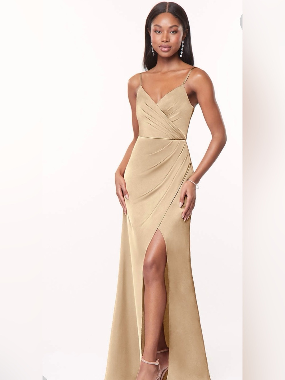 Gold Bridal By Eloquii Womens Satin Maxi Gown Dress SZ 16 NWT Glam Wedding Plus